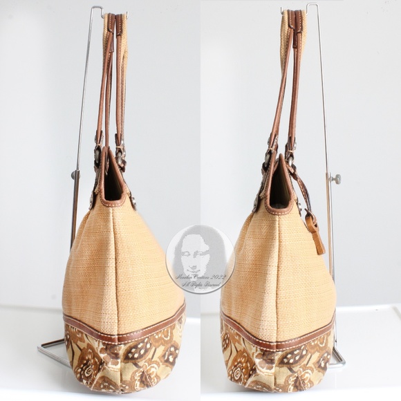 Fossil Bag Canvas Leather Hobo Large Shoulder Bag Floral Motif ZB 2917 - Picture 4 of 9